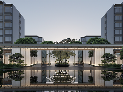 轻奢商业景观 豪宅示范区景观 前场景观 小区入口景观