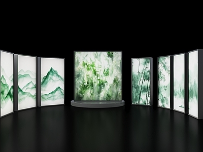 现代灯箱 室内植物灯箱景观 竹子软膜灯箱 绿植装饰灯箱 磨砂绿植灯箱 现代软膜灯箱