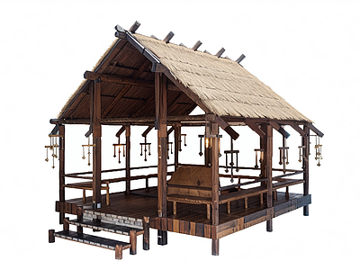 现代中式木屋 凉亭
