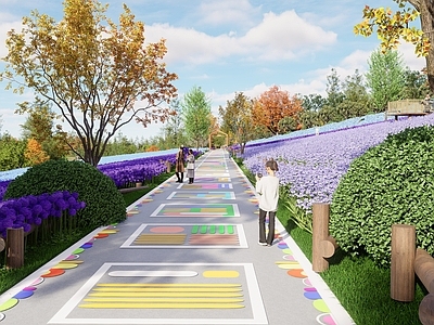 现代营地 山体公园 台地 道路铺装装饰 木平台
