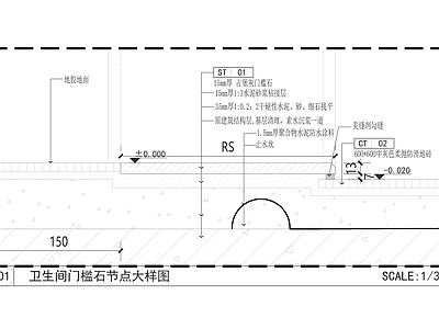 门槛石节点 卫生间门槛节点 施工图