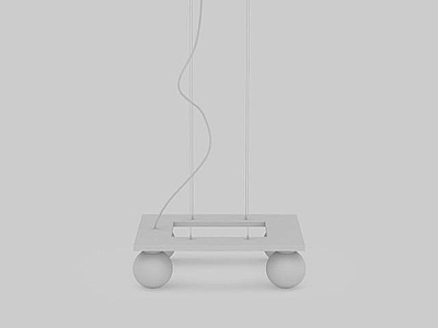 现代封闭式厨房 四头球状吊灯