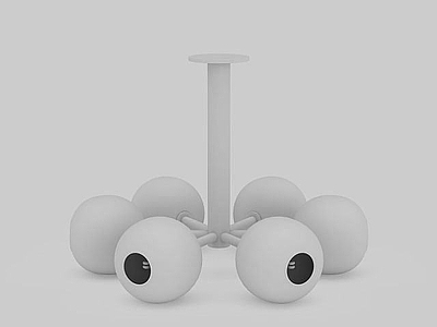 现代封闭式厨房 白色圆形吊灯