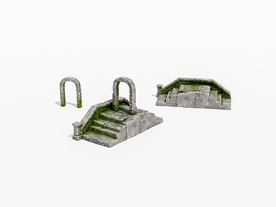现代其他小品 石头台阶 拱门洞