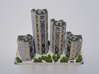 现代办公楼 高层办公楼 建筑群
