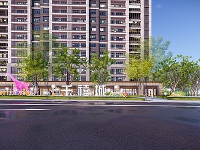 现代商业景观 商业街 商业街建筑 幻彩雕塑