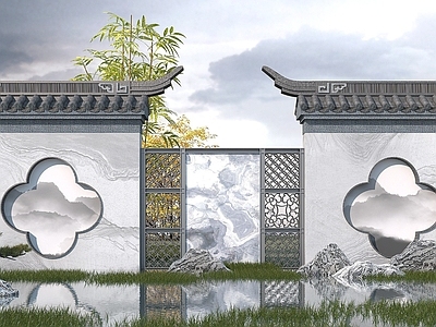 新中式景墙