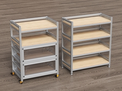 现代工业置物架 铝型材移动柜 铝型材家具 铝型材操作台 铝型材工具柜 铝型材置物架