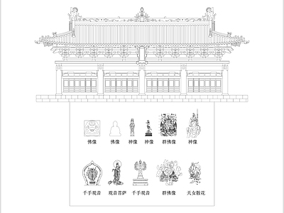 工装综合图库 佛殿 佛像 大雄宝殿 佛龛 雕塑 施工图