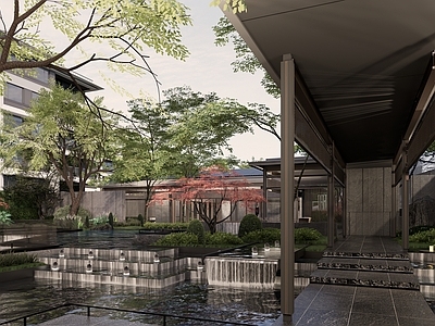 新中式中式商业景观 建发中式小区 精品小区