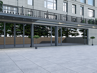 现代新中式办公景观 雨搭 玻璃 幕墙 造型 阳光房