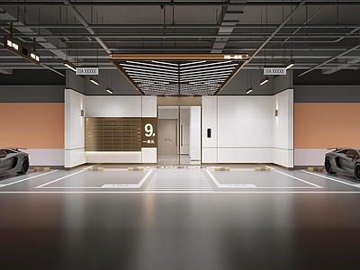 现代室内停车场 停车场 地下车库 地下停车场 地库