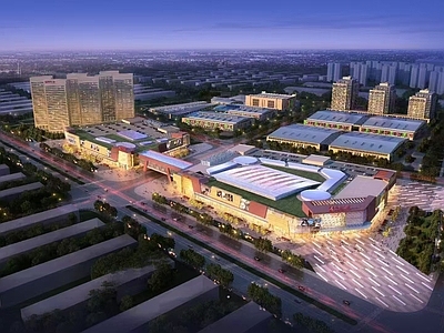 现代街道外景 商业中心鸟瞰 商业街外景 城市俯瞰图
