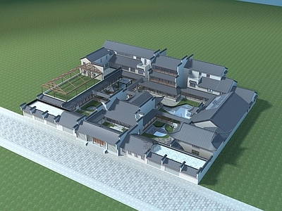 中式四合院 古建筑 四合院 民宿别墅