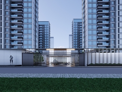 现代轻奢小公建 下沉会所 会所 庭院 小区大门