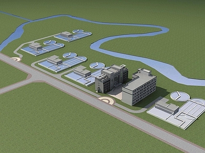 现代厂房 污水处理厂 多层办公楼