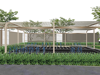 现代其他景观小建筑 自行车棚 非机动车停车场 非机动停车棚