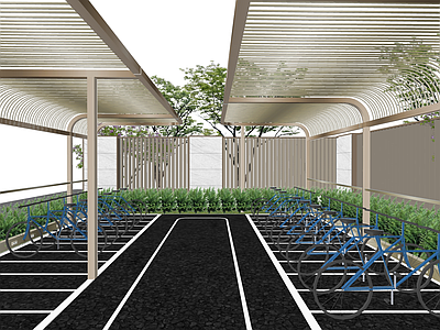现代其他景观小建筑 自行车棚 非机动车停车场 非机动停车棚
