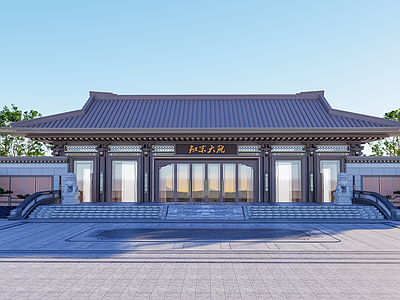 中式入口大门 小区入口大门 次入口 中式大门