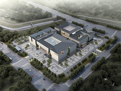 新中式现代展览馆建筑 庐江档案博物馆