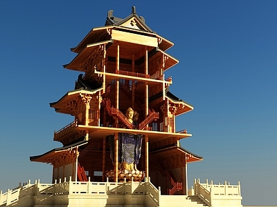 中古中式古建 古建 佛 佛阁