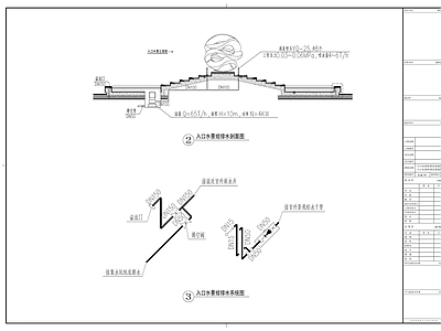 现代校园景观 入口水景给水详图 施工图