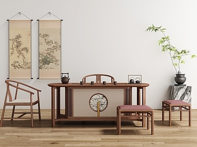 新中式茶桌椅 茶桌椅 茶桌 茶台 茶椅 茶凳