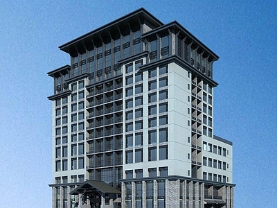 中式酒店外观 中式高层酒店 高层办公楼