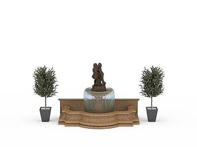 现代其他景观小品 室内喷泉