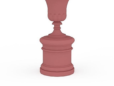 现代其他景观小品 红色花钵