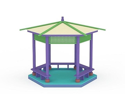 现代其他景观小品 六角凉亭