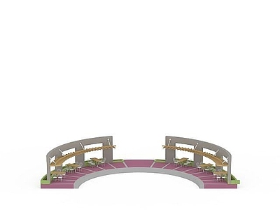 现代其他景观小品 景观廊架