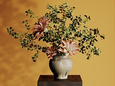 新中式侘寂花艺 陶瓷花瓶 宋氏美学 艺术插花 桌面花艺摆件 鲜花花卉