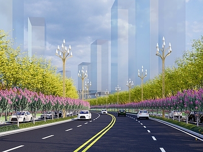现代道路 道路景观 十字路口