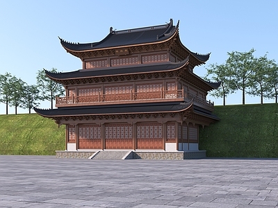 新中式中式古建 中式古建 寺庙 大殿 藏经楼