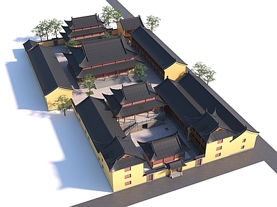 新中式中式寺庙建筑 中式古建 寺庙 大殿 藏经楼 古庙