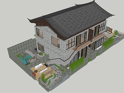 新中式现代古建筑 民宿设计 古建筑