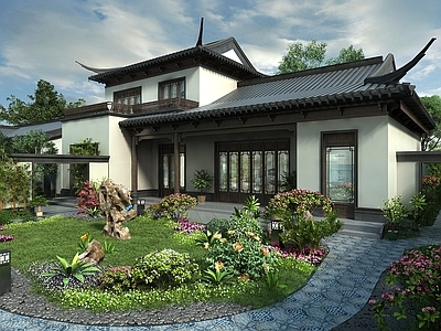 中式住宅景观 住宅景观 中式庭院景观 中式园林景观 中式建筑