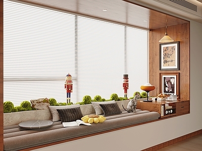 中古飘窗 飘窗垫 飘窗柜 坐垫 百叶窗 挂画