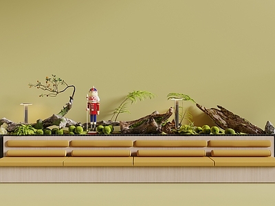 植物组合 卡座 枯木绿植 植物造景 卡座沙发 树池植物组合