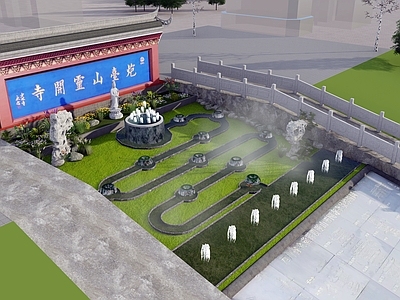 现代喷泉 寺庙水景 水景喷泉