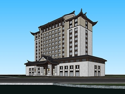 新中式中式酒店建筑 山地酒店建筑 高层酒店建筑