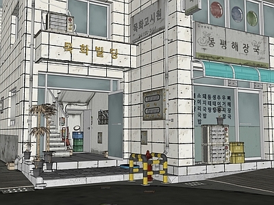 现代新中式其他小品 老旧菜市场市场 老街小巷胡同 老旧小区 旧改商业街 赛博朋克八十年代