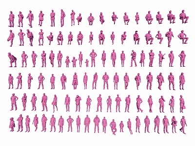 多人 3D人物 多人三维 白模立体人物 概念人物 多种人物