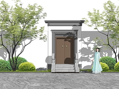 现代新中式庭院门 庭院门