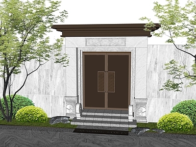 新中式现代庭院门 庭院门