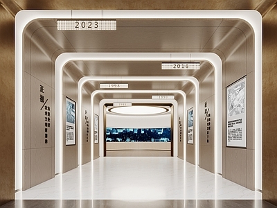 现代新中式其他办公空间 现代企业展厅 企业文化墙 企业过道