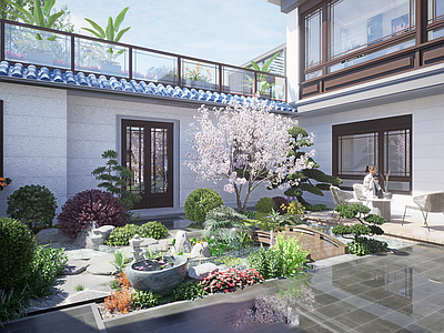 新中式现代屋顶花园 别墅庭院 乡村建筑改造 屋顶平台 美丽乡村 乡村庭院