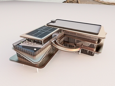 现代展览馆建筑 小型展馆 三层 公共建筑