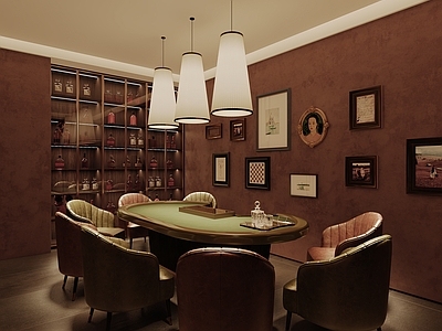 现代意式棋牌室 麻将 娱乐室